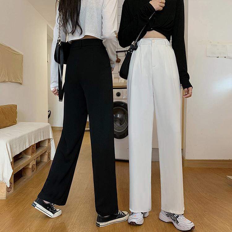 High-Waist Korean Black Pant