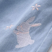 かわいいファッションレディースカジュアルウサギ刺繍弾性ストレートジーンズ