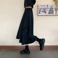 レディースカジュアルソリッドカラーハイウエストスカート-かわいいファッション
