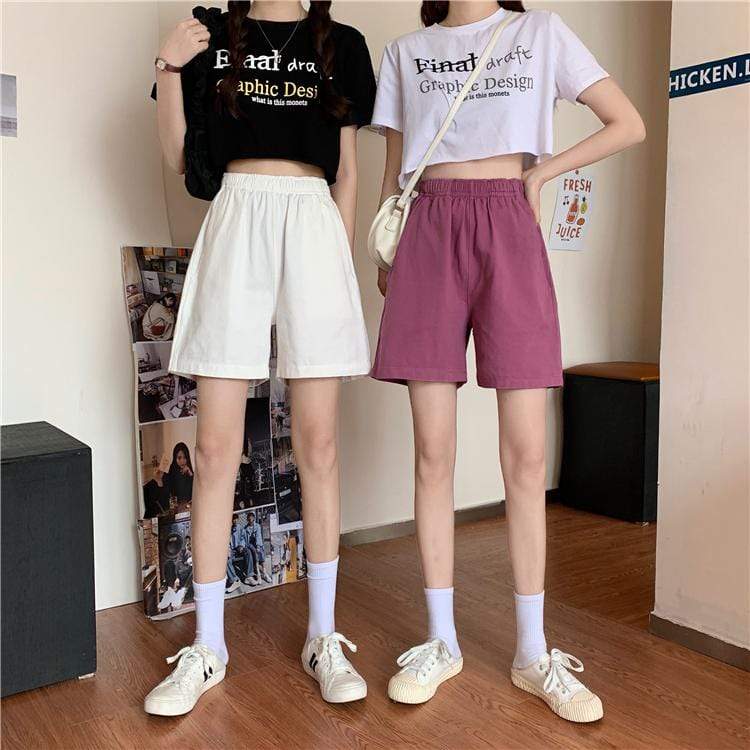 Women's Casual Solid Color Shorts-Kawaiifashion
