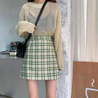 Women's Checkered Pattern A-line Skirt-Kawaiifashion
