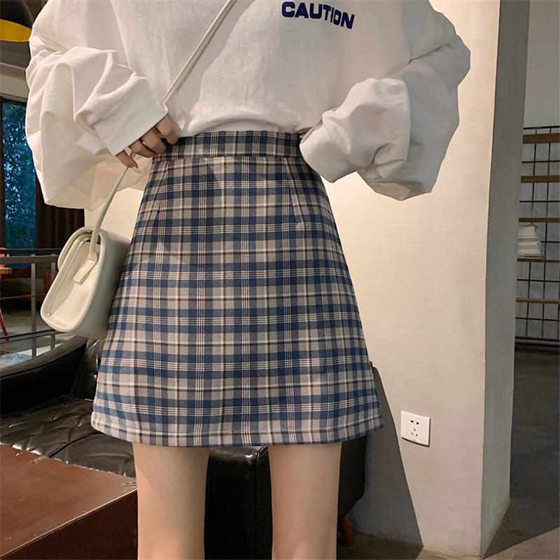 Women's Checkered Pattern A-line Skirt-Kawaiifashion