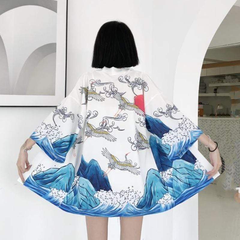 Kimono ample imprimé chinoiserie rétro pour femme-Kawaiifashion