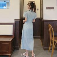 Women's Chinoiserie Stand Collar Cheong-sam Dresses-Kawaiifashion