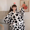 Women's Cow Printed Coral Velvet Pajamas-Kawaiifashion