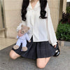 Women's Cute Back Mesh Bowknot Sailor Collar Shirts-Kawaiifashion