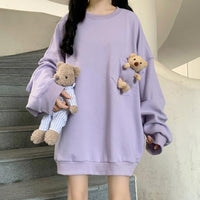 Women's Cute Bear Pocket Loose Shirts-Kawaiifashion
