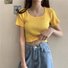 Women's Cute Candy Color Slim Fitted T-shirts-Kawaiifashion