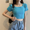 Women's Cute Candy Color Slim Fitted T-shirts-Kawaiifashion