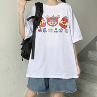 Women's Cute Cartoon Printed Long T-shirts-Kawaiifashion