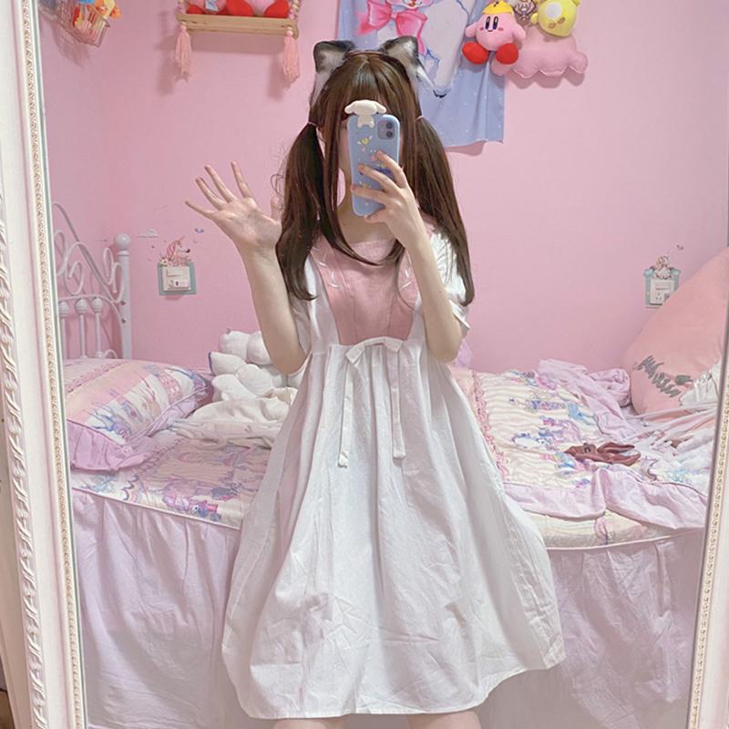 Women's Cute Contrast Color A-line Dresses-Kawaiifashion