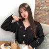 Women's Cute Flower Embroidered Twisted V-neck Cardigans-Kawaiifashion