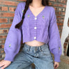 Women's Cute Flower Embroidered Twisted V-neck Cardigans-Kawaiifashion