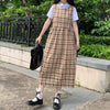 Women's Cute High-waisted Retro Plaid Dresses-Kawaiifashion