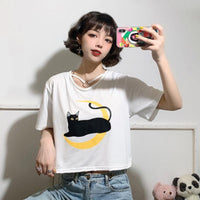 T-shirts à imprimé chaton mignon pour femme
