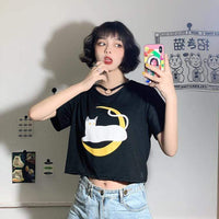 T-shirts à imprimé chaton mignon pour femme