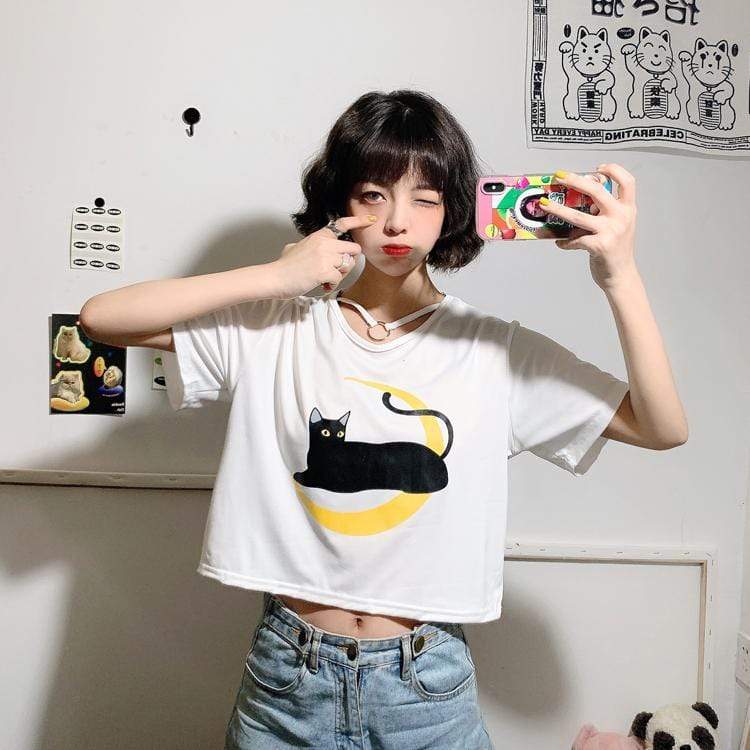 Women's Cute Kitten Printed T-shirts-Kawaiifashion