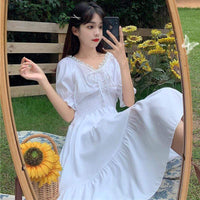 Women's Cute Lace Splicing Maxi Dresses-Kawaiifashion