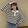 Women's Cute Long Sleeved Striped Shirts-Kawaiifashion