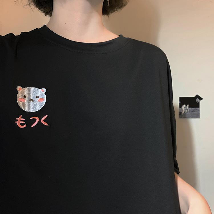 Women's Cute Panda Embroidered T-shirts-Kawaiifashion