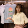 Women's Cute Peach Printed Loose T-shirts-Kawaiifashion