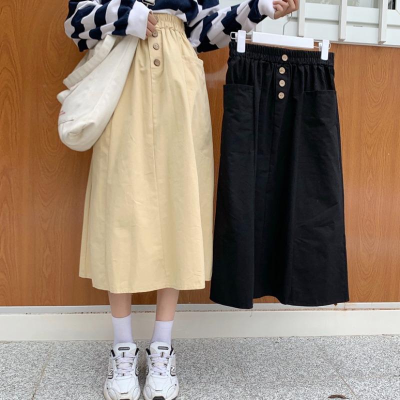 Women's Cute Pure Color High-waisted A-line Skirts-Kawaiifashion