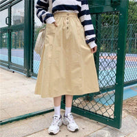 Women's Cute Pure Color High-waisted A-line Skirts-Kawaiifashion