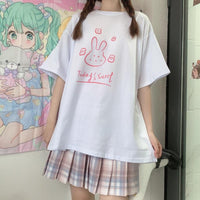T-shirts ample imprimés lapin mignon pour femmes-Kawaiifashion