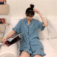 Women's Cute Single-breasted Pajamas One Set-Kawaiifashion