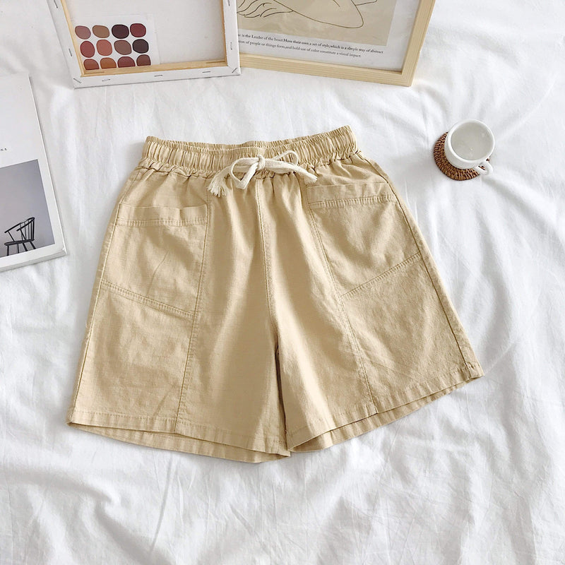 Women's Cute Solid Color Shorts With Pocket-Kawaiifashion