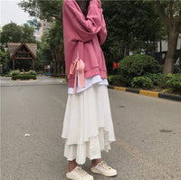 Sudaderas con capucha falsas de dos piezas para mujer-Kawaiifashion