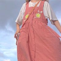 Women's Flower Embroidered Loosed Dress-Kawaiifashion