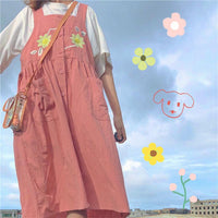 Women's Flower Embroidered Loosed Dress-Kawaiifashion