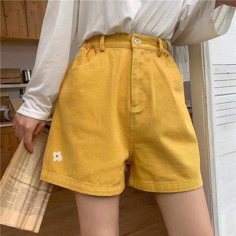 Damen-Shorts mit Blumenmuster und hoher Taille – Kawaii-Mode