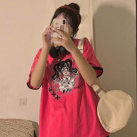 Женские свободные футболки с принтом мультфильмов Harajuku-Kawaiifashion