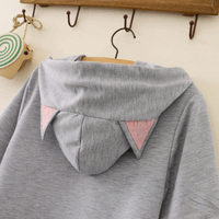 Kawaiifashion Camisetas estampadas de gatos Harajuku para mujer con capucha