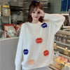 Women's Harajuku Colorful Lips Loose Sweaters 