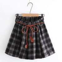 Kawaiifashion Women's Harajuku Contrast Color Plaid Pleated Skirts