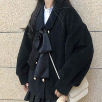 Женские вельветовые пальто с бантом спереди Harajuku-Kawaiifashion