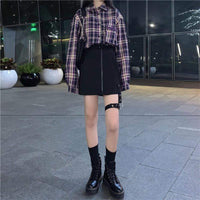 Women's Harajuku High-waisted Zipper Skirts-Kawaiifashion
