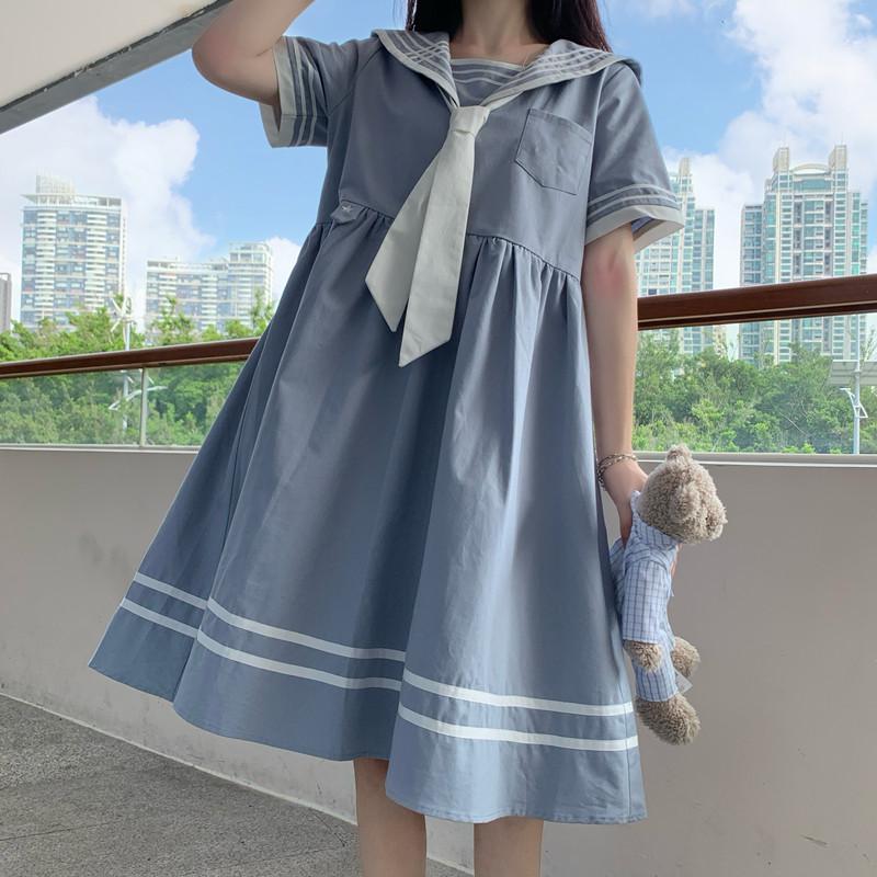 Women's Harajuku Navy Collar Loosed Dresses – Kawaiifashion