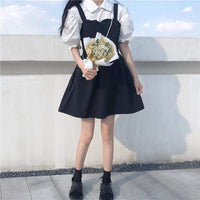 Women's Harajuku Pure Color A-line Overall Dresses-Kawaiifashion