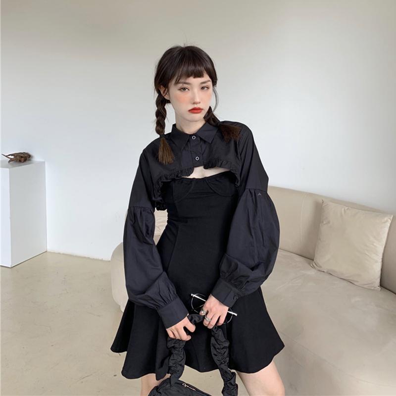 Robes Harajuku Pure Color Slim Fitted Slip Femme-Kawaiifashion