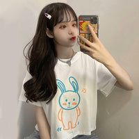Women's Harajuku Rabbit Printed T-shirts-Kawaiifashion