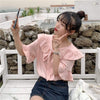 Women's Harajuku Ruffled Collar Pure Color Shirts-Kawaiifashion