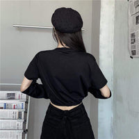 T-shirts courts Harajuku pour femmes à manches détachables-Kawaiifashion