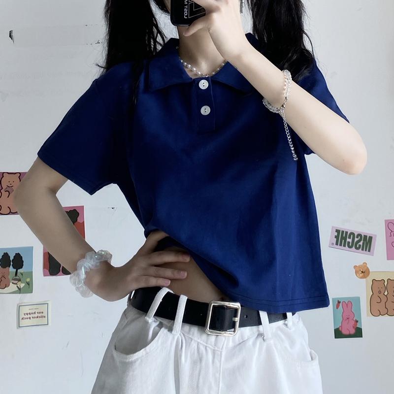 Women's Harajuku Solid Color Short Shirts-Kawaiifashion