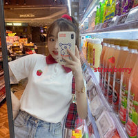 Women's Harajuku Strawberry Printed POLO Shirt-Kawaiifashion