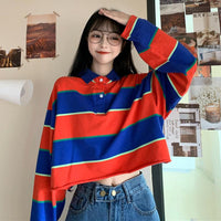 Chemises à manches longues Harajuku Wide Stripes pour femmes-Kawaiifashion