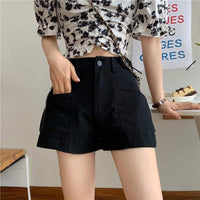 Shorts con cremallera lateral de cintura alta para mujer-Kawaiifashion